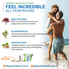 Close-up of Power By Naturals SeaMoss Plus capsules for convenient daily intake