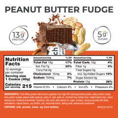 Power Crunch Peanut Butter Fudge bar pack showing twelve bars