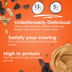Power Crunch Peanut Butter Fudge bar side view for on-the-go snacking