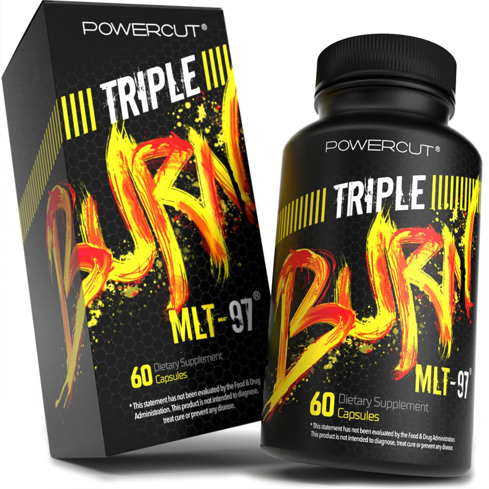 Powercut Triple MLT-97 bottle-front showing premium packaging for daily energy support