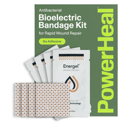 PowerHeal bioelectric bandage kit packaging for convenient at-home wound care.