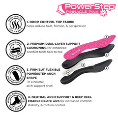 PowerStep Pinnacle Pink designed for women fits a variety of shoes for everyday use.