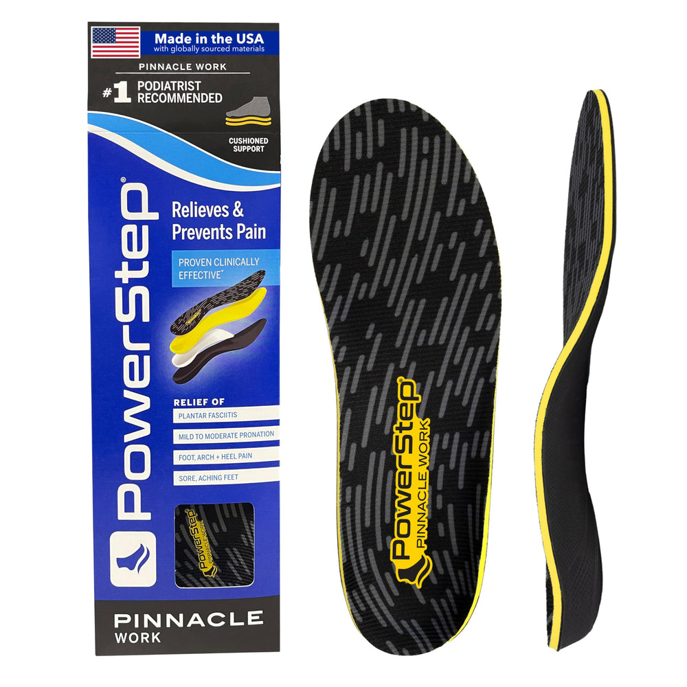 PowerStep Pinnacle Work arch shape supports the foot for all-day stability.