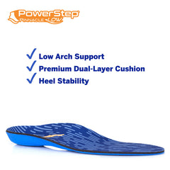 PowerStep Pinnacle Low insoles feature a foam metatarsal pad for comfort.