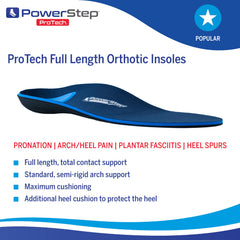 PowerStep ProTech heel cradle enhances stability for daily walking and standing.