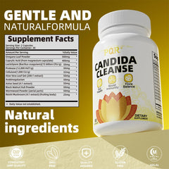 PQR Candida Cleanse bottle back label reveals ingredients and directions.