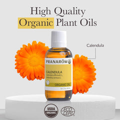 Pranarom calendula oil glass bottle seal emphasizes safety and freshness