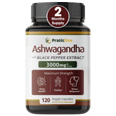 PRATIC LINE Ashwagandha capsules bottle showing premium organic formula for daily resilience
