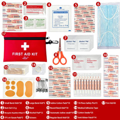 Prelady kit de primeros auxilios con contenidos esenciales como vendas y gasas.