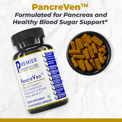 Premier PancreVen capsules close-up, vegetarian capsules for daily use.