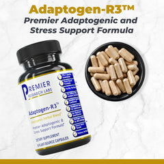 Adaptogen-R3 capsules closeup in vegetarian formula for daily wellness