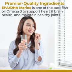 Pouring Premier Research Labs EPA DHA softgels from bottle for daily use