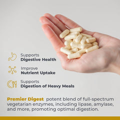 Premier Research Labs Full-Spectrum Enzyme Blend highlights lipase as a key fat-digestion enzyme.