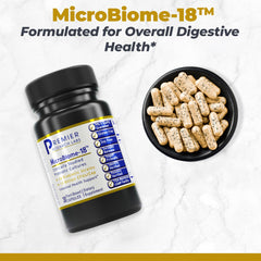 Premier Research Labs MicroBiome-18 capsules highlight 18-strain probiotic blend