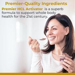 Premier Research Labs pepsin digestive enzymes bottle highlights capsule-based digestive support.