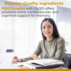 PQQ CoQ10 with turmeric visual highlights energy and gut support