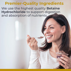 Nutrition label on Premier HCL bottle highlights ingredients and serving suggestion.