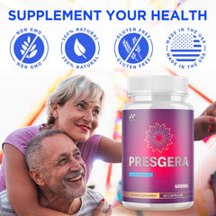 Presgera capsules in hand illustrating portable daily wellness option