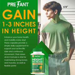 PRETANT Growth Capsules with water for daily intake and calcium absorption.
