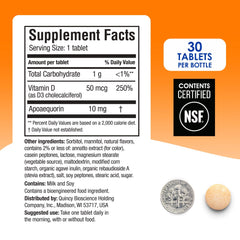Prevagen orange chewables packaging with Apoaequorin and Vitamin D3 details.