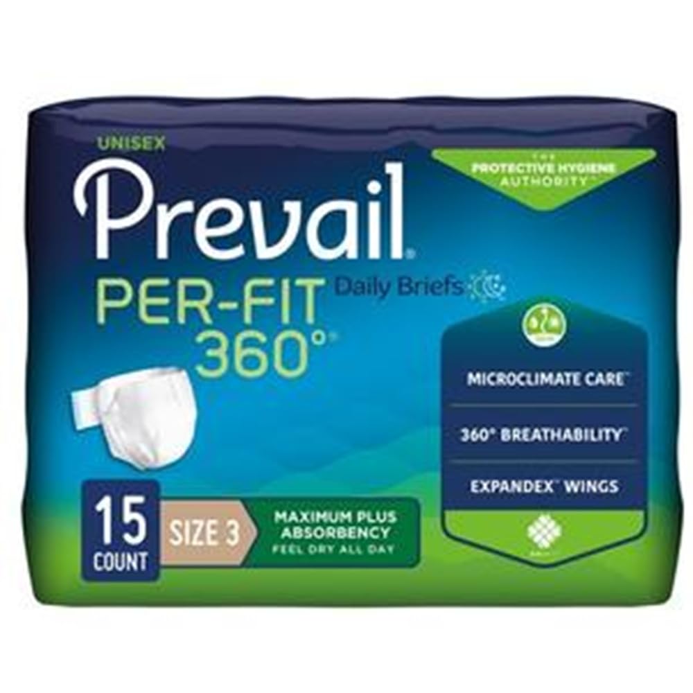 Prevail Per-Fit 360 briefs con pestañas: ajuste cómodo y protección diaria contra fugas.