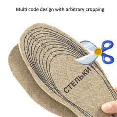 Price Xes wool felt insoles close-up fabric texture demonstrates durable, soft wool fibers.