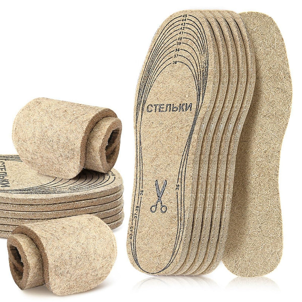 Price Xes wool felt insoles front view—warmth and soft comfort.