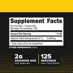 Primaforce AAKG nutrition label highlights potency and quality.