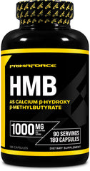Primaforce HMB bottle front view showing 180 capsules for ongoing training support