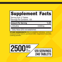 Primaforce L-Citrulline tablets close-up showing 1250mg per tablet.