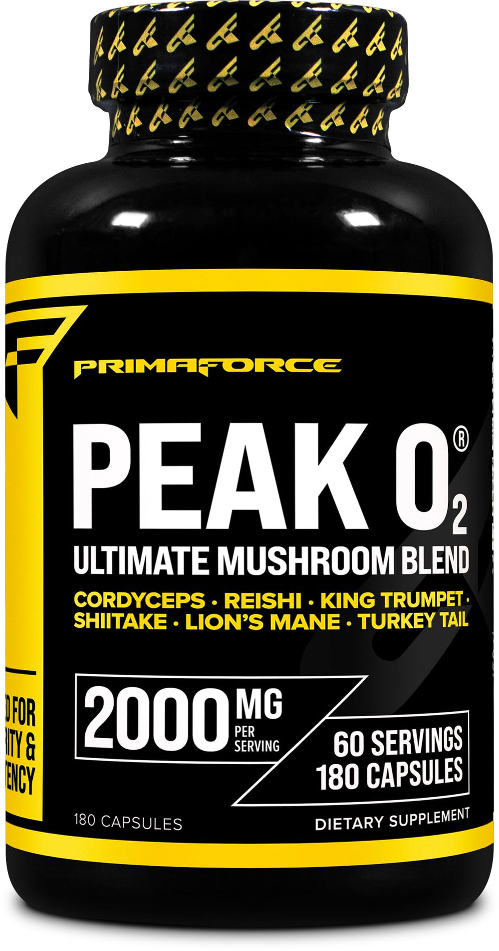 Primaforce Peak O2 bottle with capsules supports workout endurance.