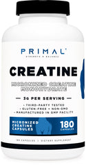 Primal Creatine Monohydrate bottle caps ready for daily preworkout fuel