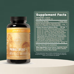 Primal Harvest Meno+ capsules ready for convenient daily use