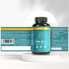 Primal Harvest Omega-3 label front emphasizing EPA/DHA potency
