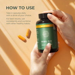 Primal Harvest Primal Flex capsules being poured for easy daily use
