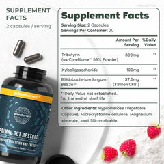 Primal Harvest Restore capsules inside bottle, easy daily probiotic routine for busy lifestyles.