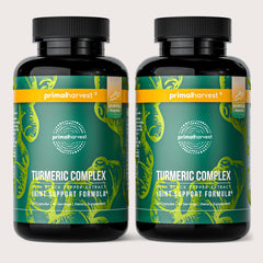 Primal Harvest Turmeric Complex bottle shows the label and signals joint support.