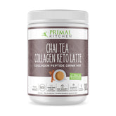 Primal Kitchen chai tea collagen powder jar, convenient collagen boost for hot or cold beverages