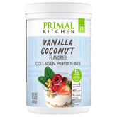 Primal Kitchen Vanilla Coconut Collagen Fuel bottle highlighting dairy-free nutrition.