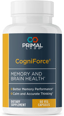 Primal Labs CogniForce bottle front view highlighting memory support.