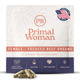Primal Woman beef organ capsules shown for daily vitality.