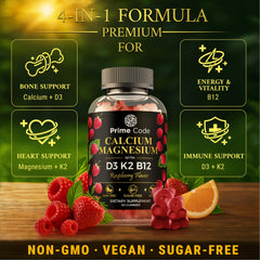 Close-up of Prime Code Calcium Gummies texture, tasty and convenient