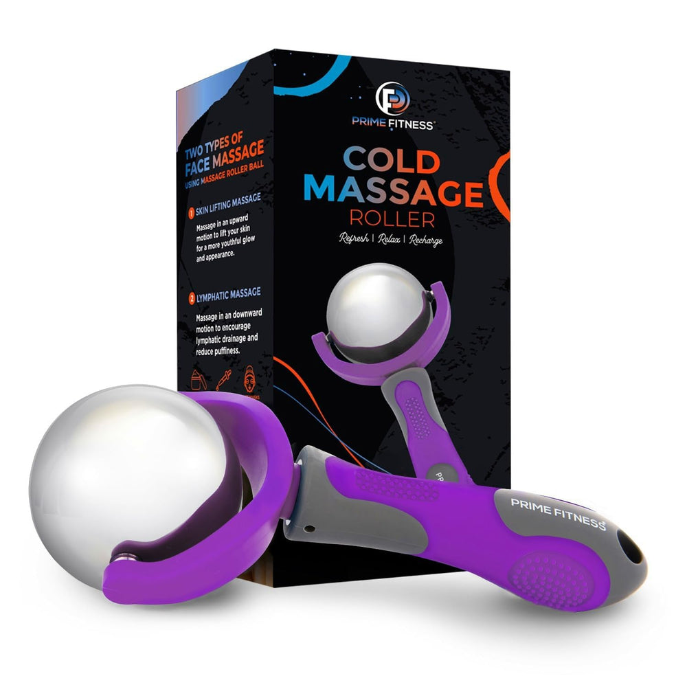 PRIME Fitness cold massage roller ball purple for soothing muscle relief.