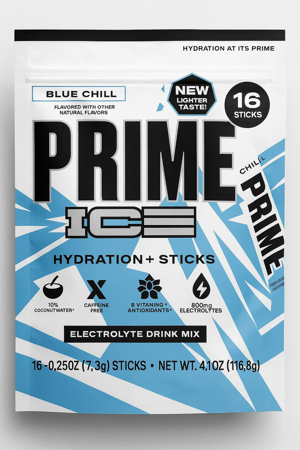 PRIME HYDRATION ICE Sticks pack shot for on-the-go hydration and zero added sugar convenience