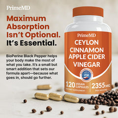 PrimeMD 5-in-1 cinnamon capsules ingredients panel for transparency