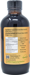 Prime Natural Black Seed Oil being poured to suggest easy daily dosing.