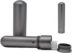 Prime Natural inhaler cap closeup space gray highlights secure lid and premium finish.