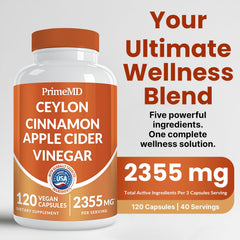 PrimeMD apple cider vinegar capsules bottle suggesting digestive support