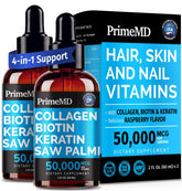 PrimeMD liquid collagen bottle highlighting skin and hair vitality