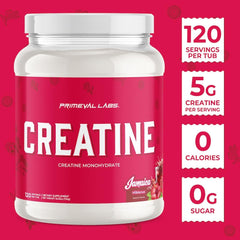 Primeval Labs creatine powder dissolves quickly in water for smooth mixing.